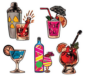 Back to the Future mixology spot illustrations 