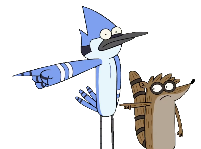 Mordecai and Rigby pointing by CarAniTransparents on DeviantArt