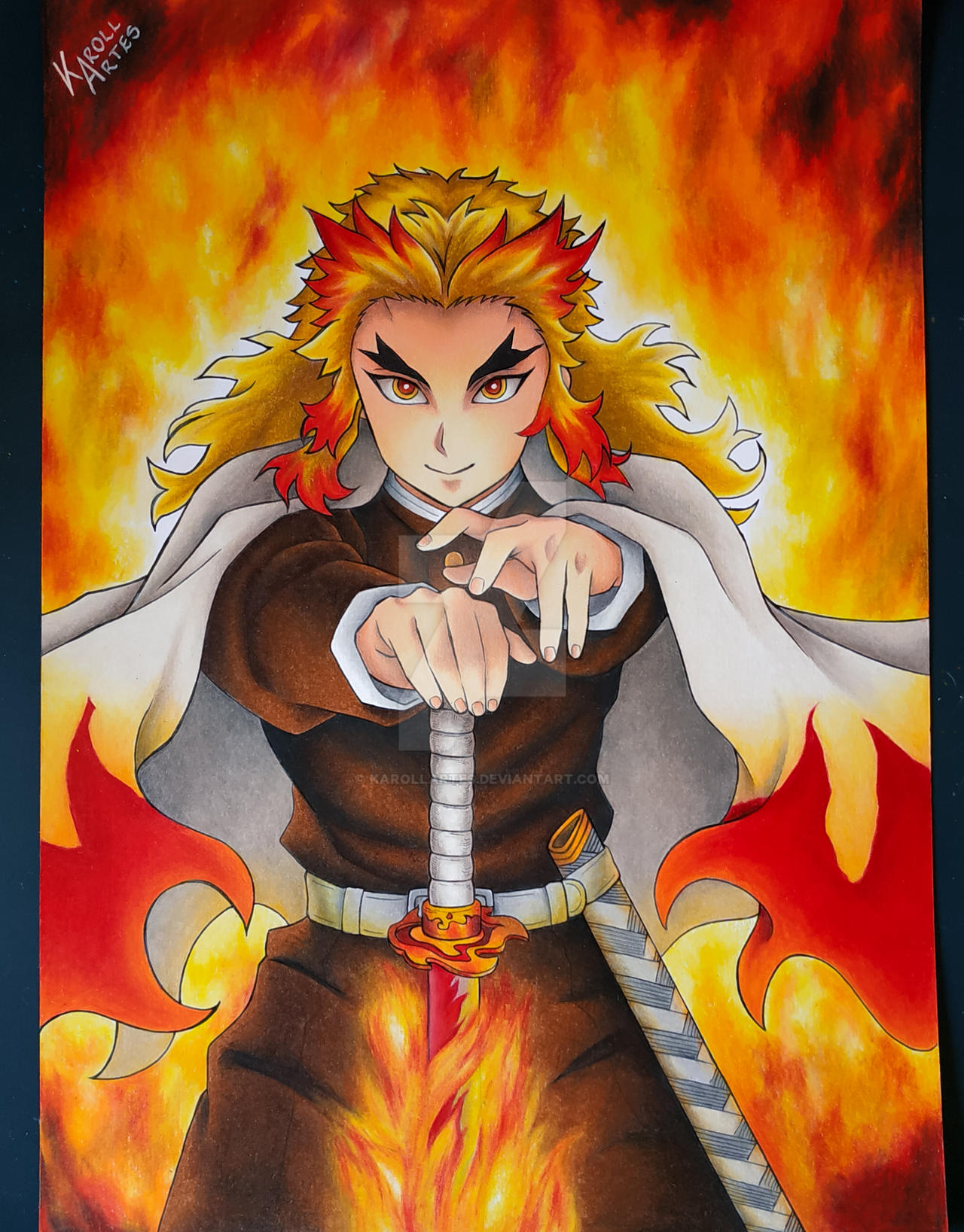 Drawing Kyojuro Rengoku Demon Slayer By Karollartes On Deviantart Drawing Kyojuro Rengoku Demon Slayer By Karollartes On Deviantart