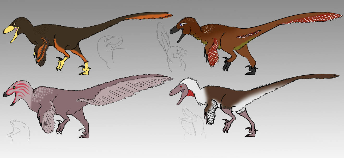 Raptor colour tests by allotyrannosaurus on DeviantArt