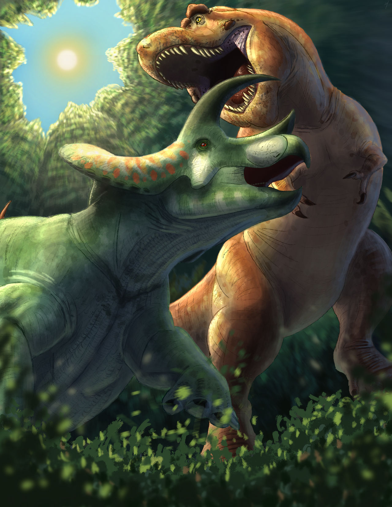 Battle of the giants: T. rex vs Triceratops by allotyrannosaurus on  DeviantArt