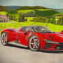 Ferrari on green roads.