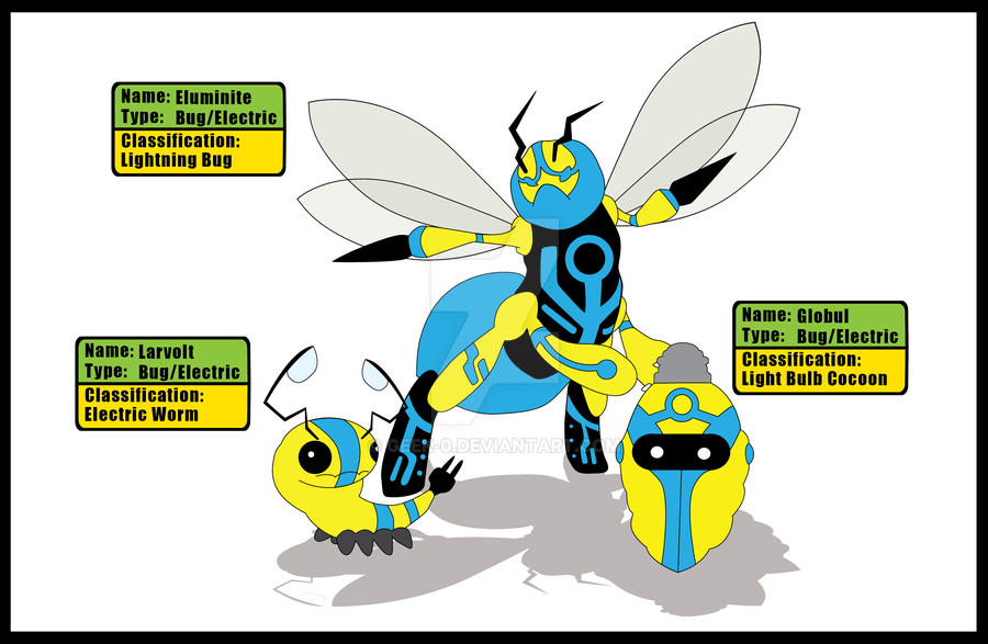 Lightening Bug Monster Evolution Line- Flat Colors
