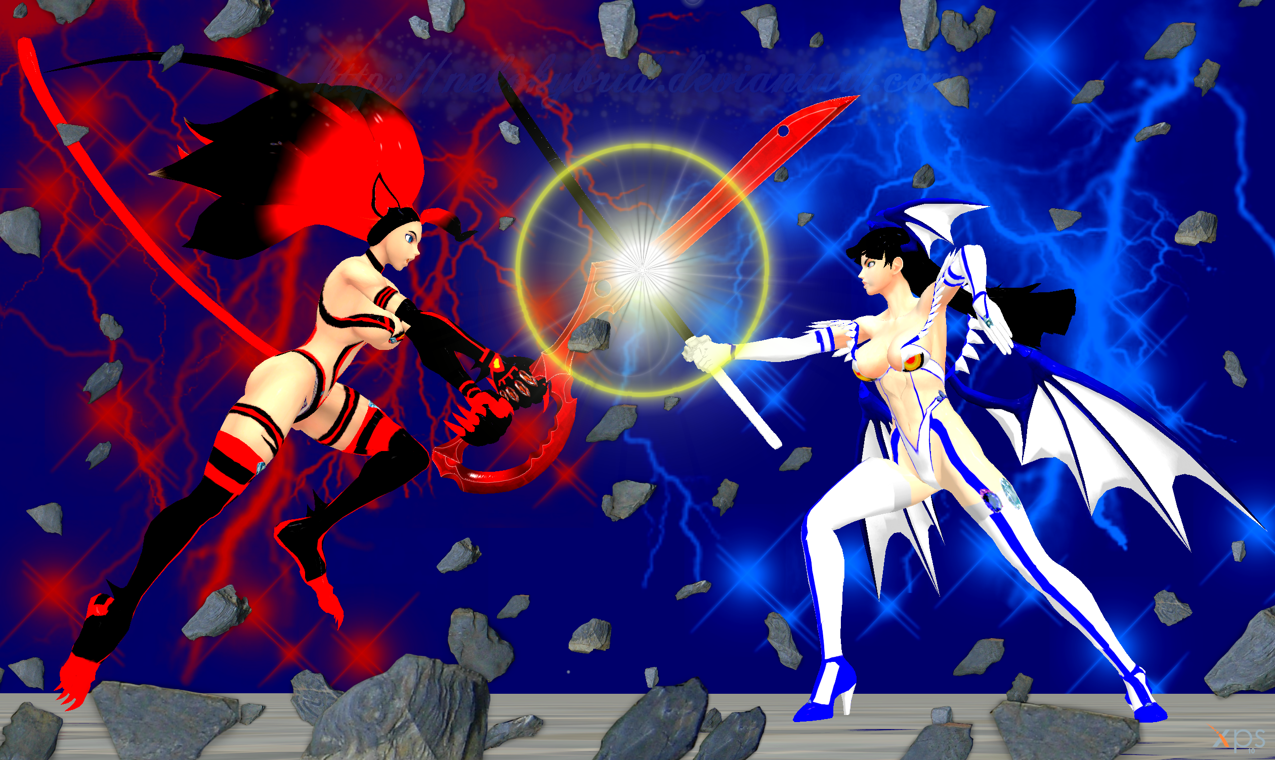 Felicia and Morrigan as Ryuko and Satsuki