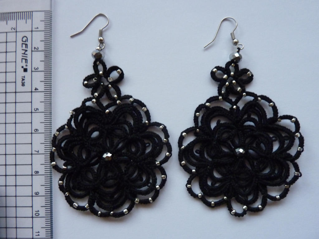 Big Black Tatted Earrings - prom 2014! by MJsFlowerfield Big Black Tatted Earrings - prom 2014! by MJsFlowerfield