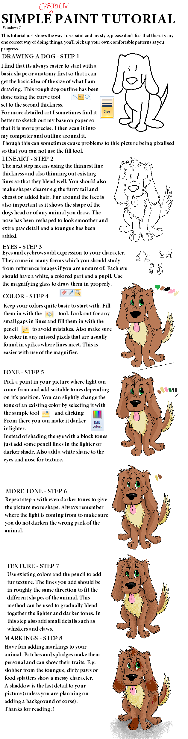 Simple Dog tutorial - windows 7 paint