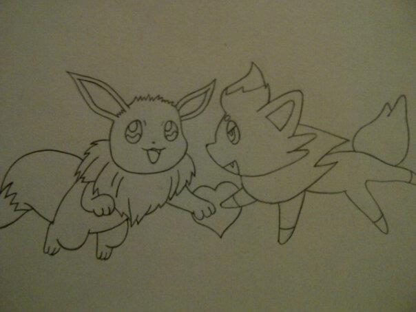 Pokemon Zorua and Eevee