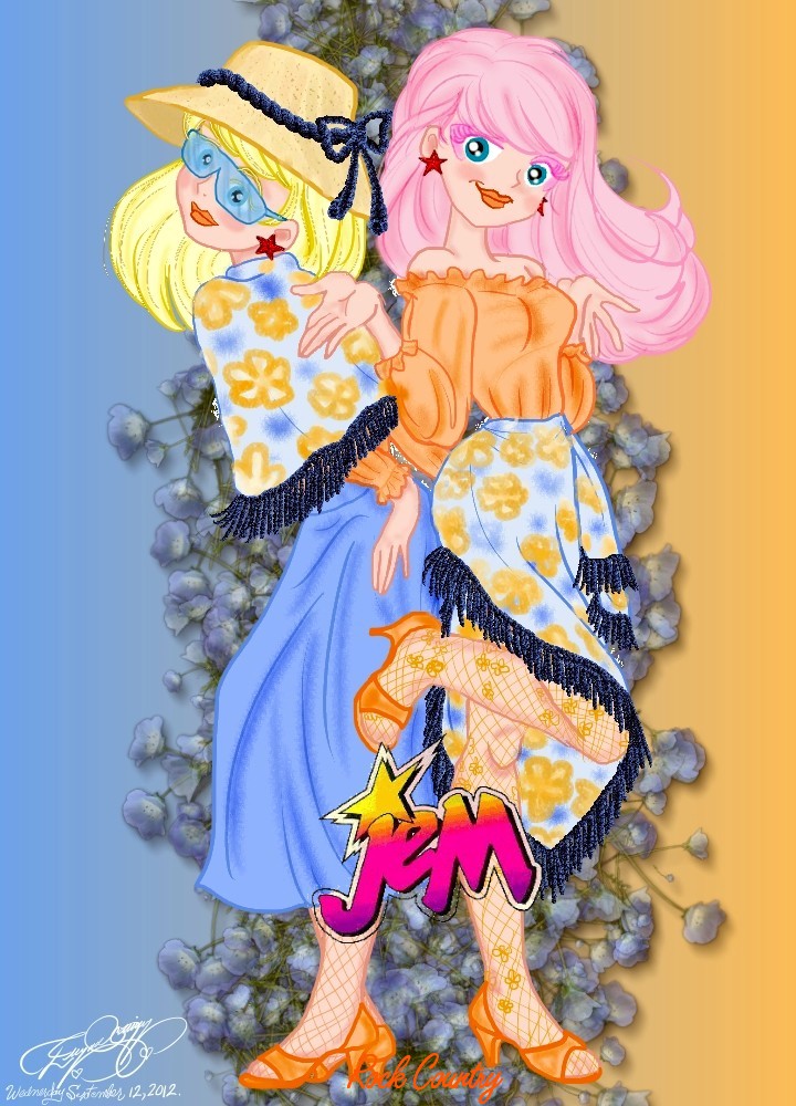 Jem and Jerrica anime style Rock Country