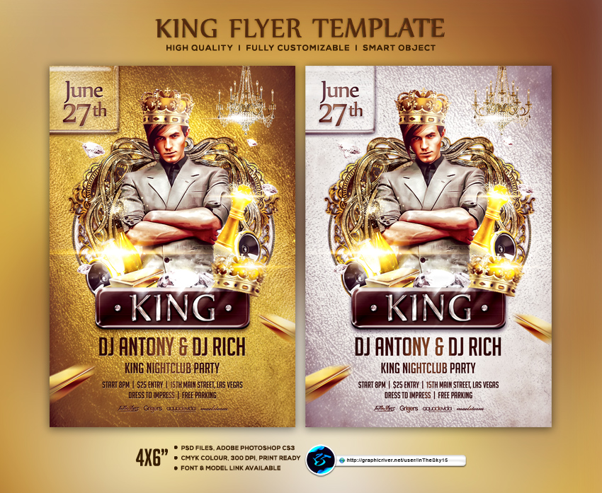 Kings Night Flyer Template - Party Flyers for photoshop