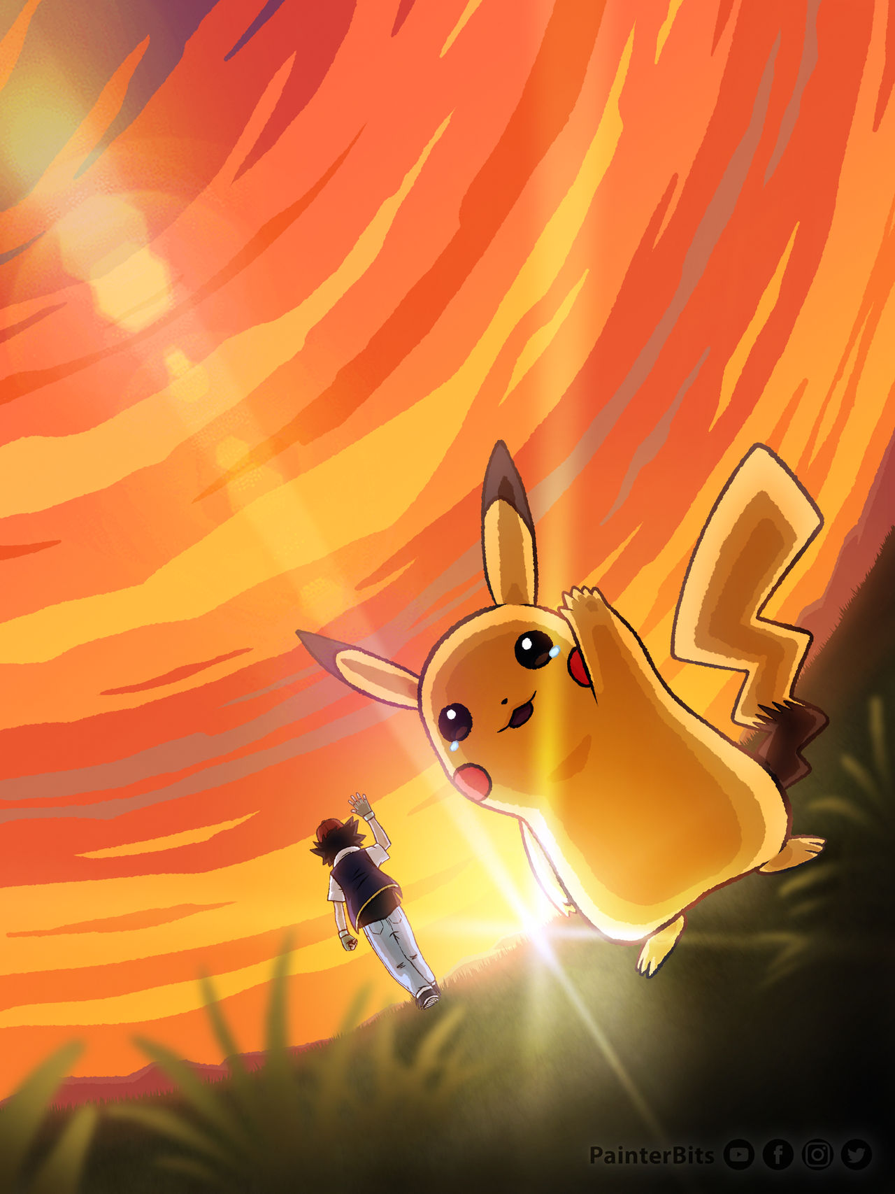 Bye! Pikachu and Ash! by PainterBits on DeviantArt