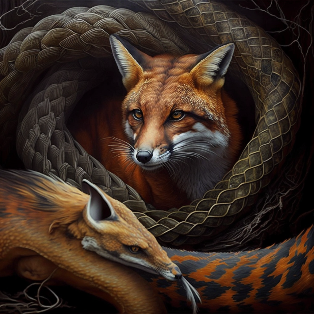 A Large Python Wrapped Around a Sly Fox by KasperZ3R0 on DeviantArt