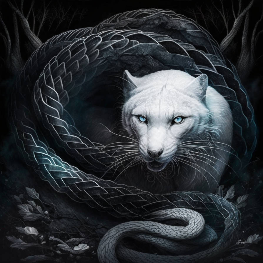 Arctic White Wolf and Black Rat Snake by KasperZ3R0 on DeviantArt