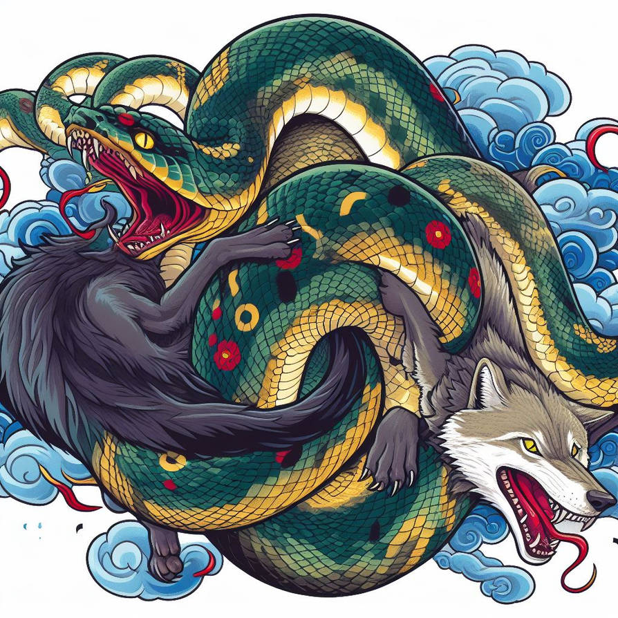 Python and Wolf, Okami Style by KasperZ3R0 on DeviantArt