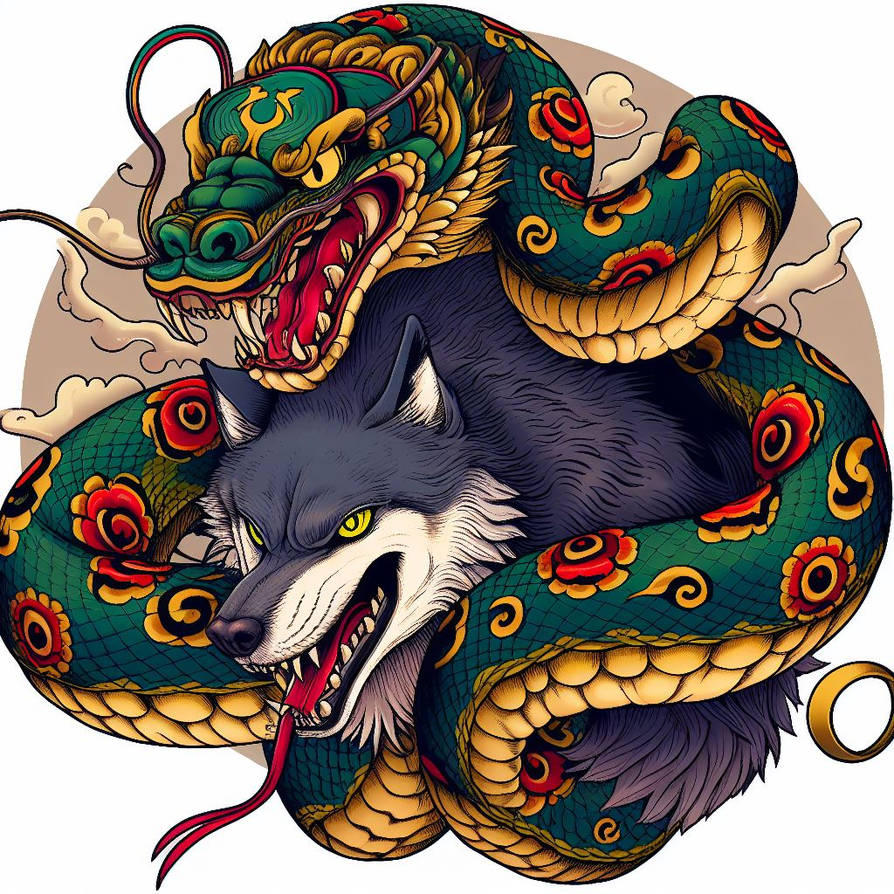 Python and Wolf, Okami Style by KasperZ3R0 on DeviantArt