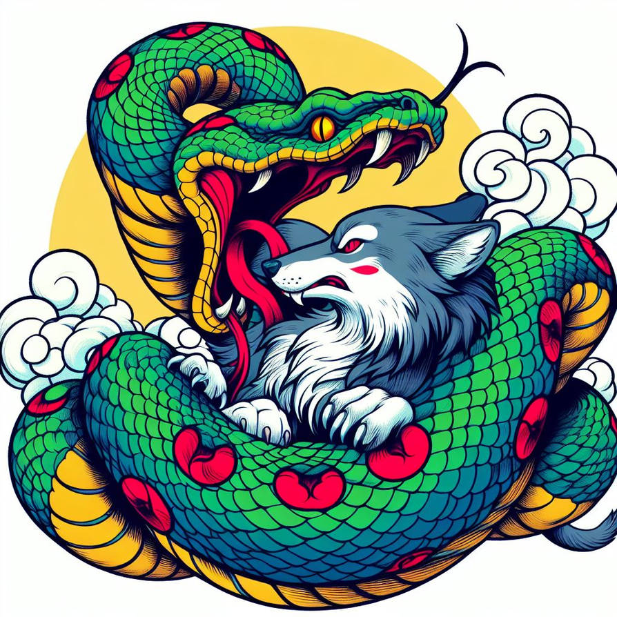 Python and Wolf, Okami Style by KasperZ3R0 on DeviantArt