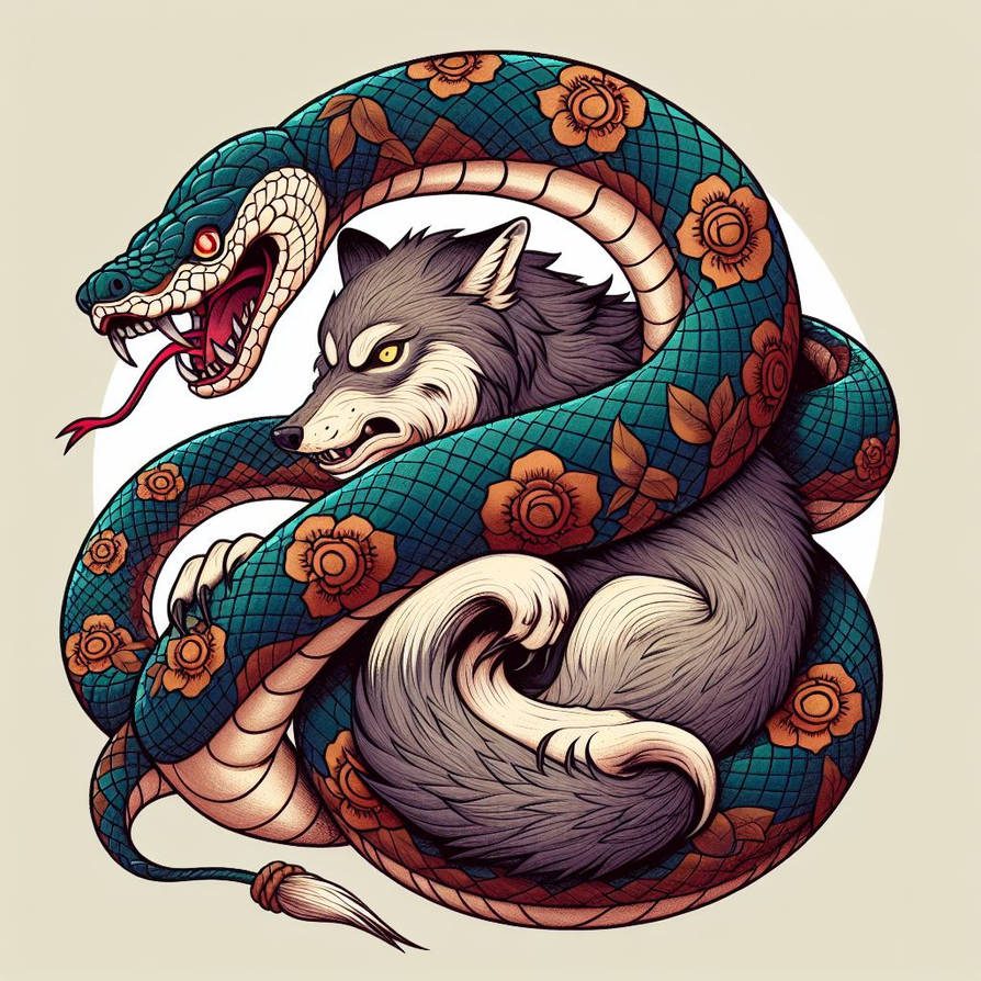 Python and Wolf, Okami Style by KasperZ3R0 on DeviantArt