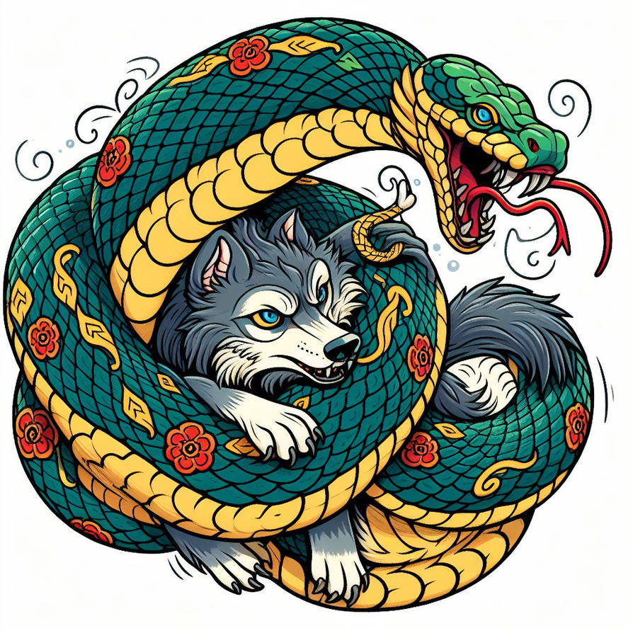 Python and Wolf, Okami Style by KasperZ3R0 on DeviantArt