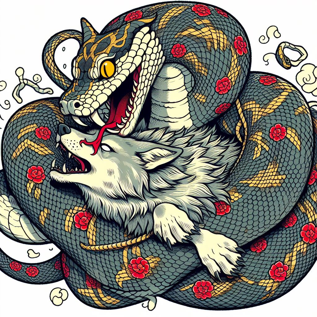 Python and Wolf, Okami Style by KasperZ3R0 on DeviantArt