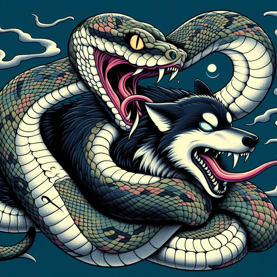 Python and Wolf, Okami Style by KasperZ3R0 on DeviantArt