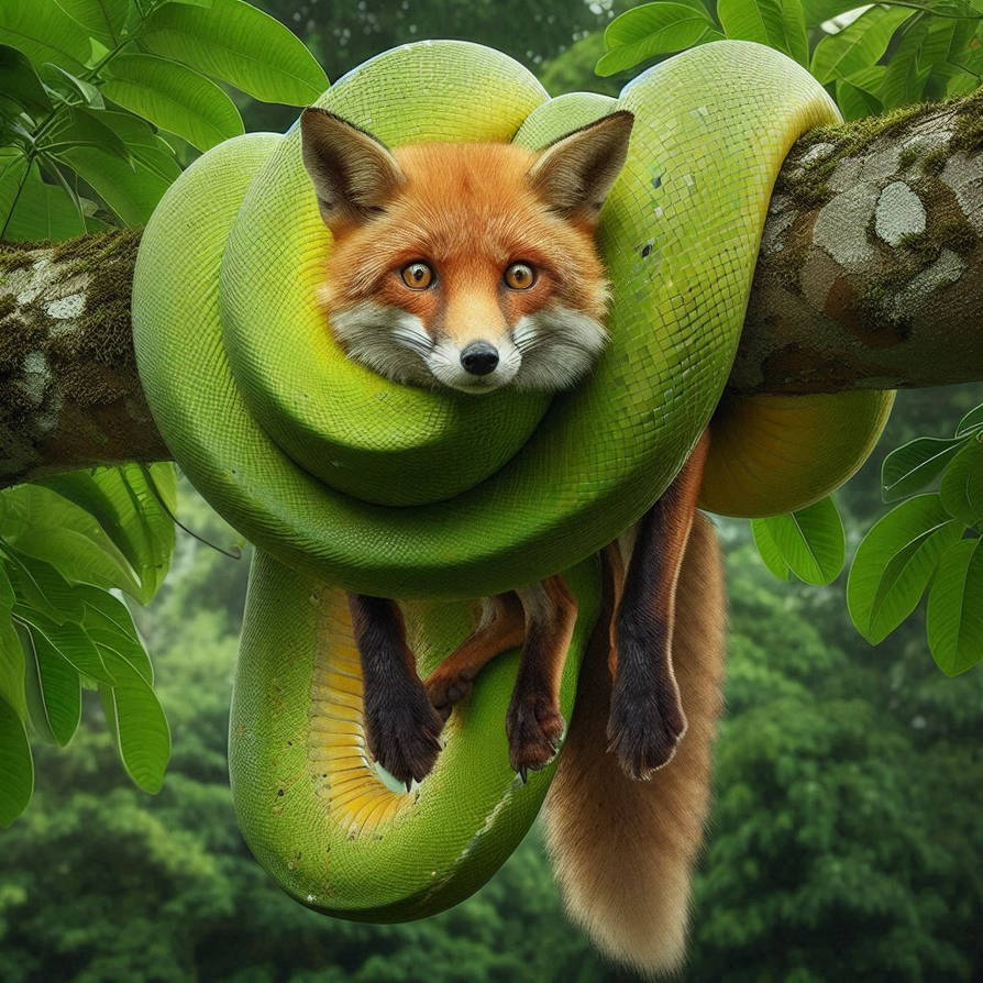 Green Tree Python Constricting a Fox by KasperZ3R0 on DeviantArt