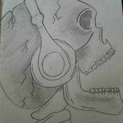 Skull Listening To Music.