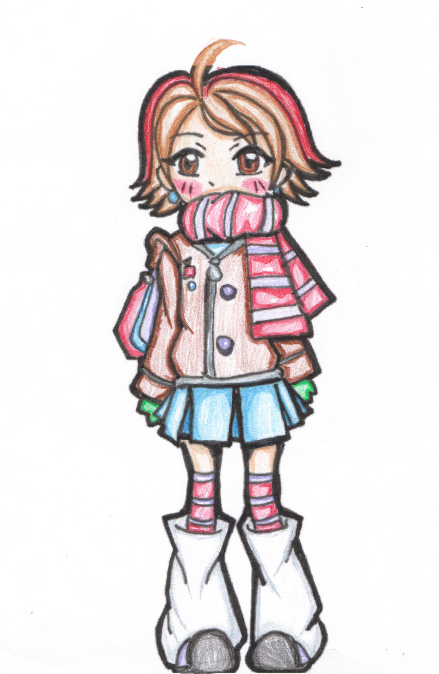 School girl doodle colored