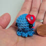 Mini Amigurumi Octopus with Red Heart Button