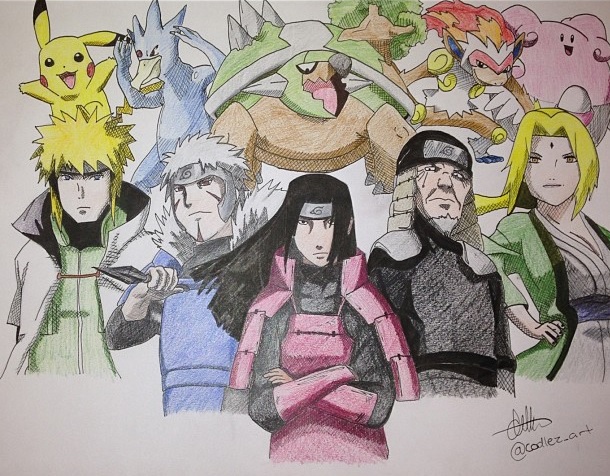 Hokage's and their poke-partners (coloured)