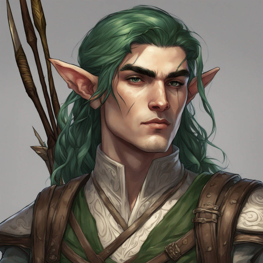Male Wood Elf Ranger Archer With Dark Green Hair by HenryHigginsDamn on ...
