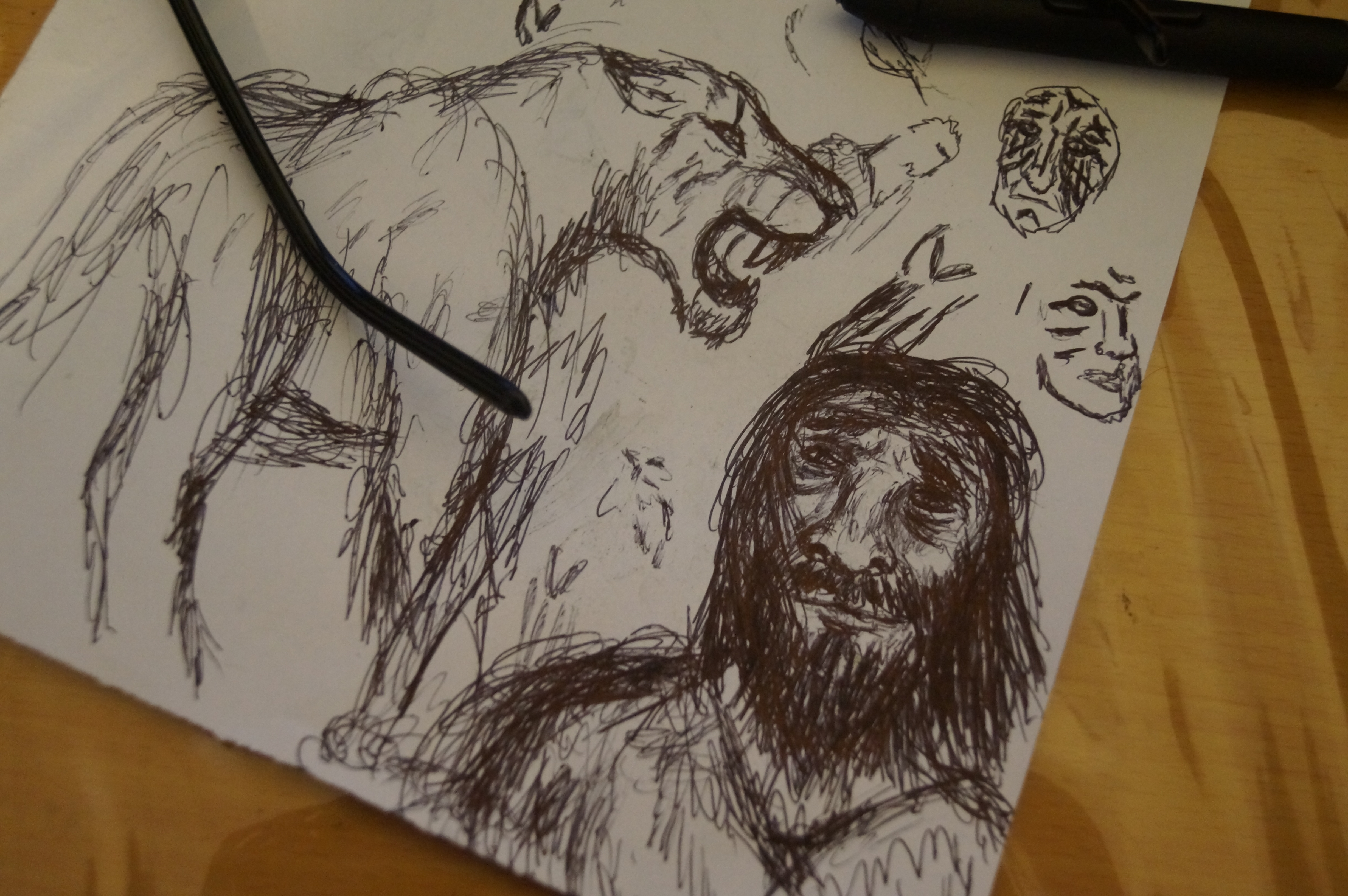 Neanderthal + unidentified felid doodle