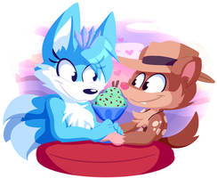 Commission: Quoll and Ice Fox