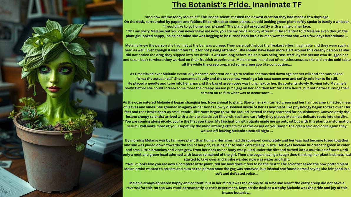 Primitive Tf The Botanist's Pride. Inanimate TF by MMTFCaptions on DeviantArt