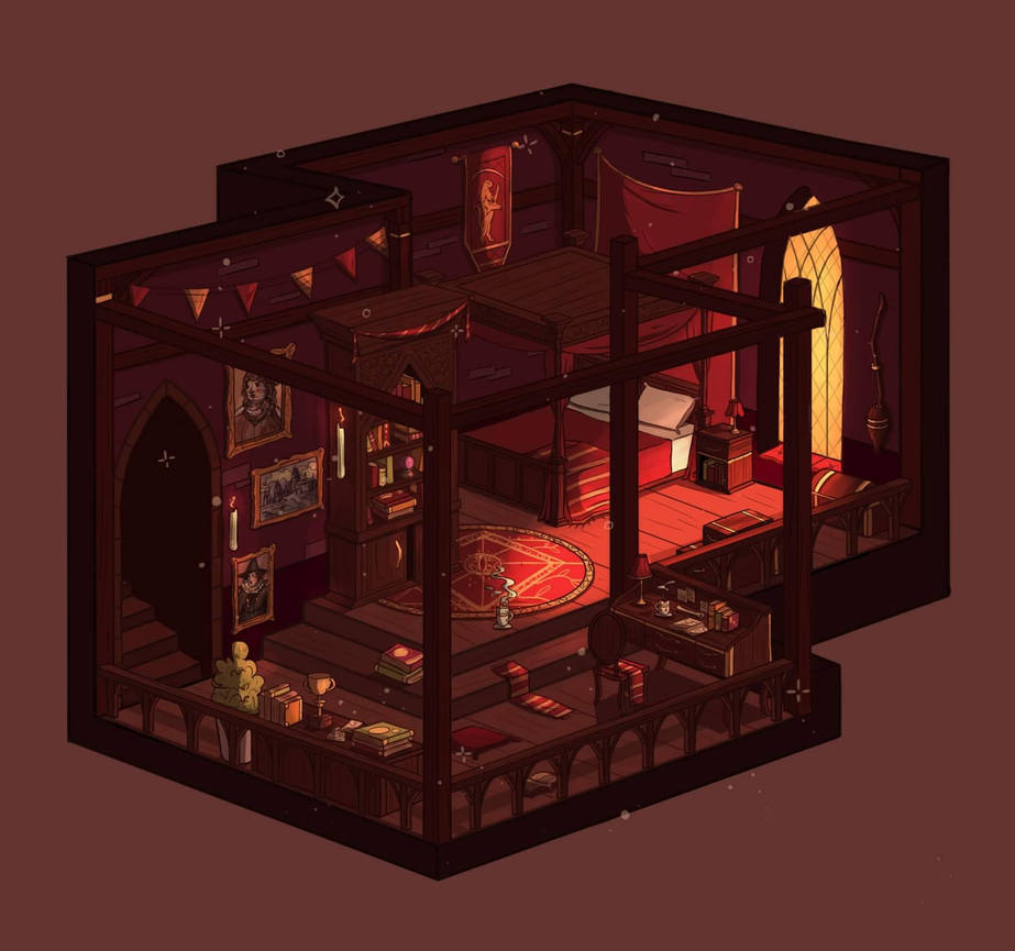 Gryffindor bedroom day by Alpaga2 on DeviantArt