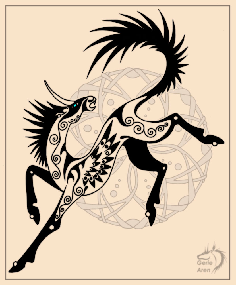 Tribal dancing unicorn