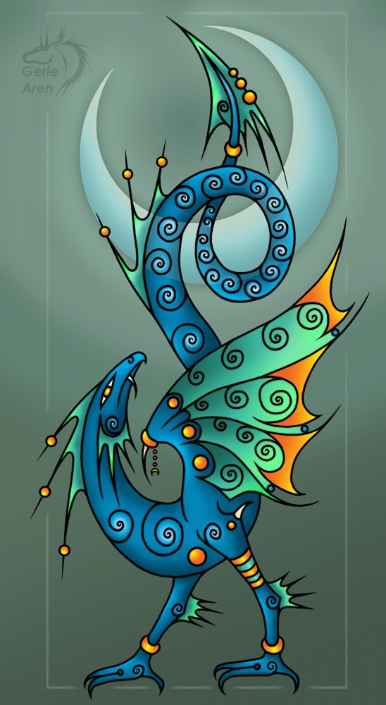 Bird headed winged serpent in color