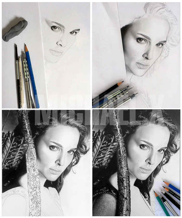 Step By Step - drawing Natalie Portman