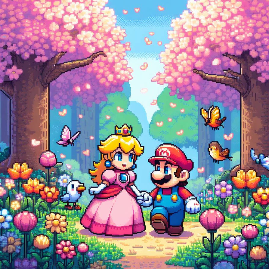 Mario and Peach Walking in the Springtime by smbssfan on DeviantArt