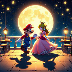 Mario and Peach Dancing in the Moonlight