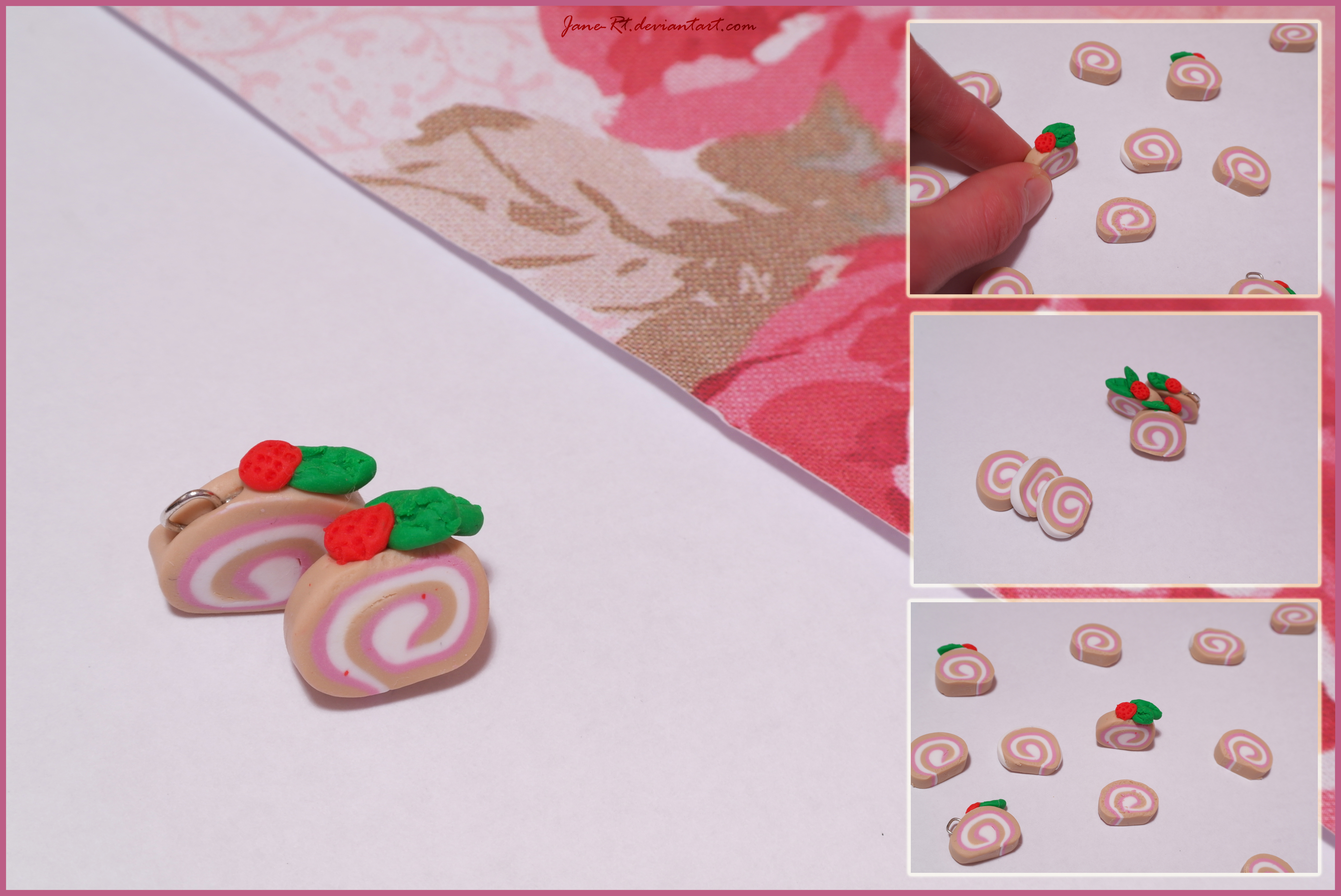 Polymer Clay - Strawberry Cake Roll