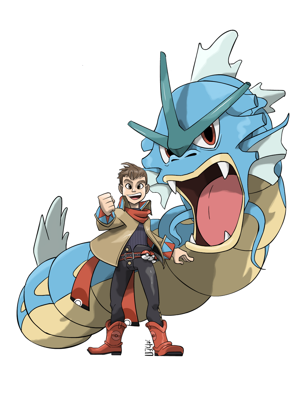 Commission - Trainer with Gyarados