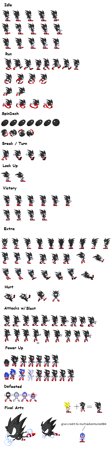 Imagem: Dark Sonic Sprite, Pixel Art Maker