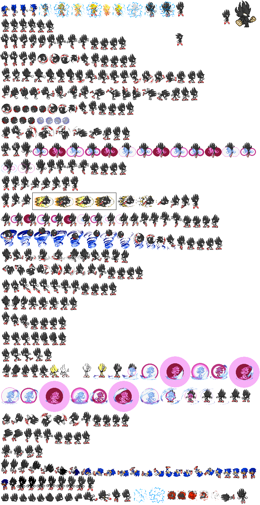 Dark Hyper Sonic sprites (UPDATED) by multiadventures984 on DeviantArt