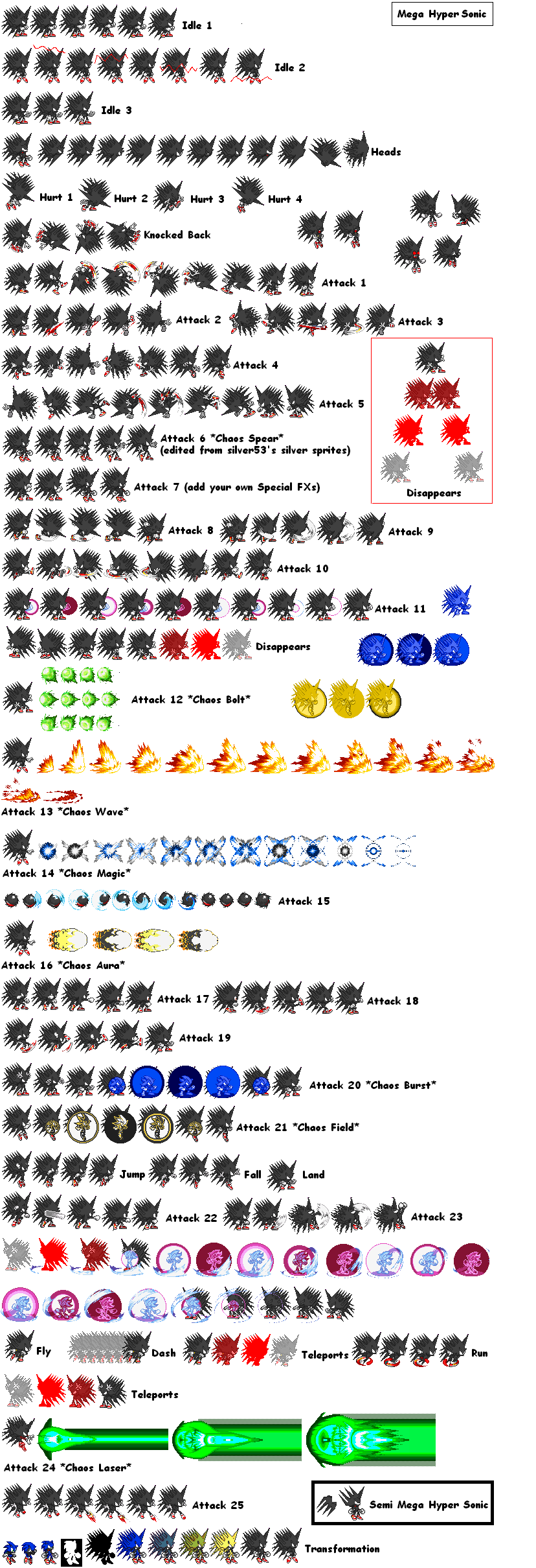 Dark Hyper Sonic sprites (UPDATED) by multiadventures984 on DeviantArt