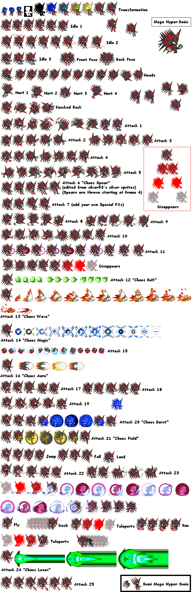 Dark Hyper Sonic sprites (UPDATED) by multiadventures984 on DeviantArt