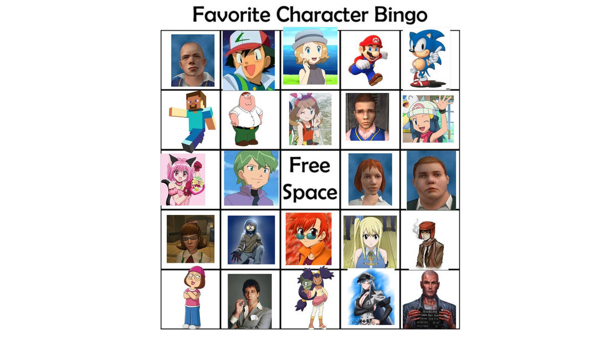 Favorite Character Bingo by noahkart2009 on DeviantArt