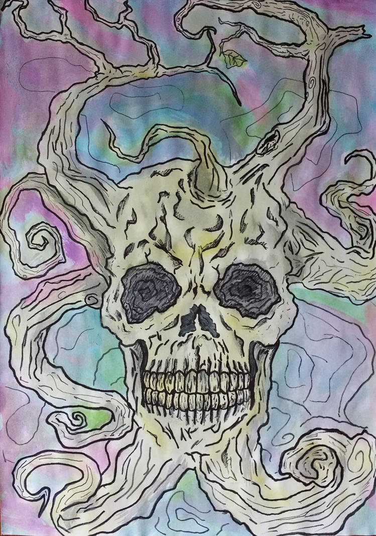 Rooted psychedelic skull