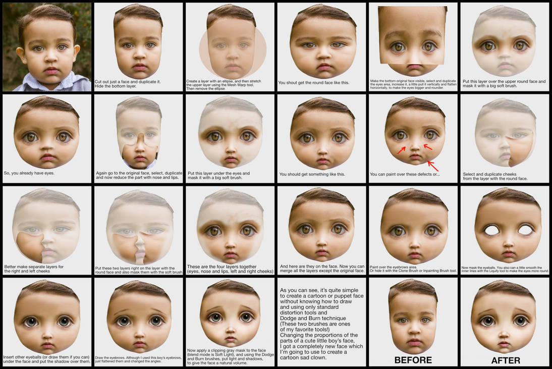 Create a doll face from a child photo. Tutorial