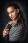 Portrait of a girl in gray by Lora-Vysotskaya