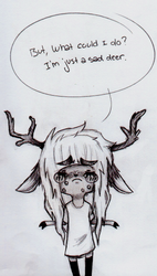 School doodle: Sad deer.