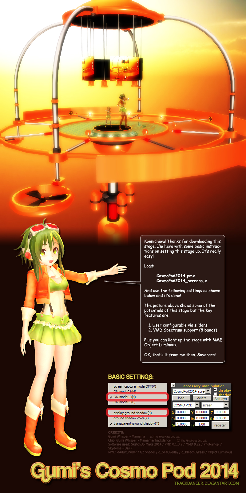 MMD Gumi's Cosmo Pod 2014 Instructions